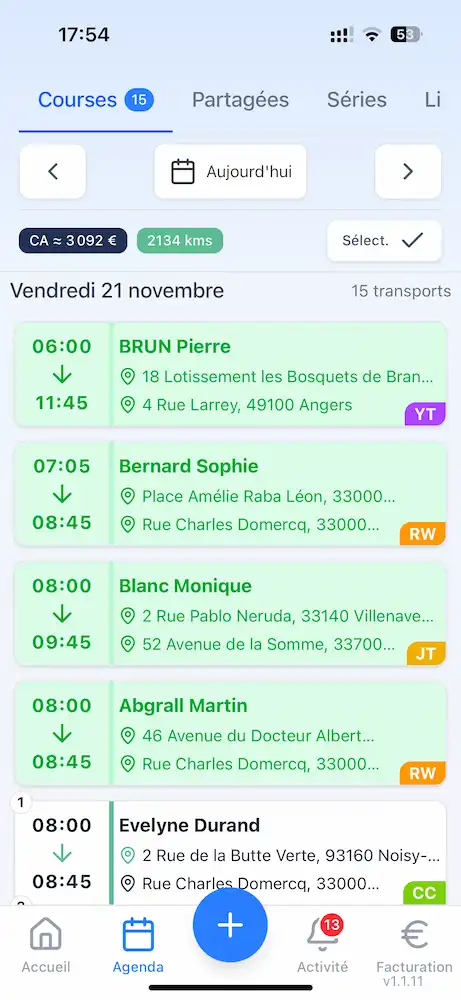 Liste des transports
