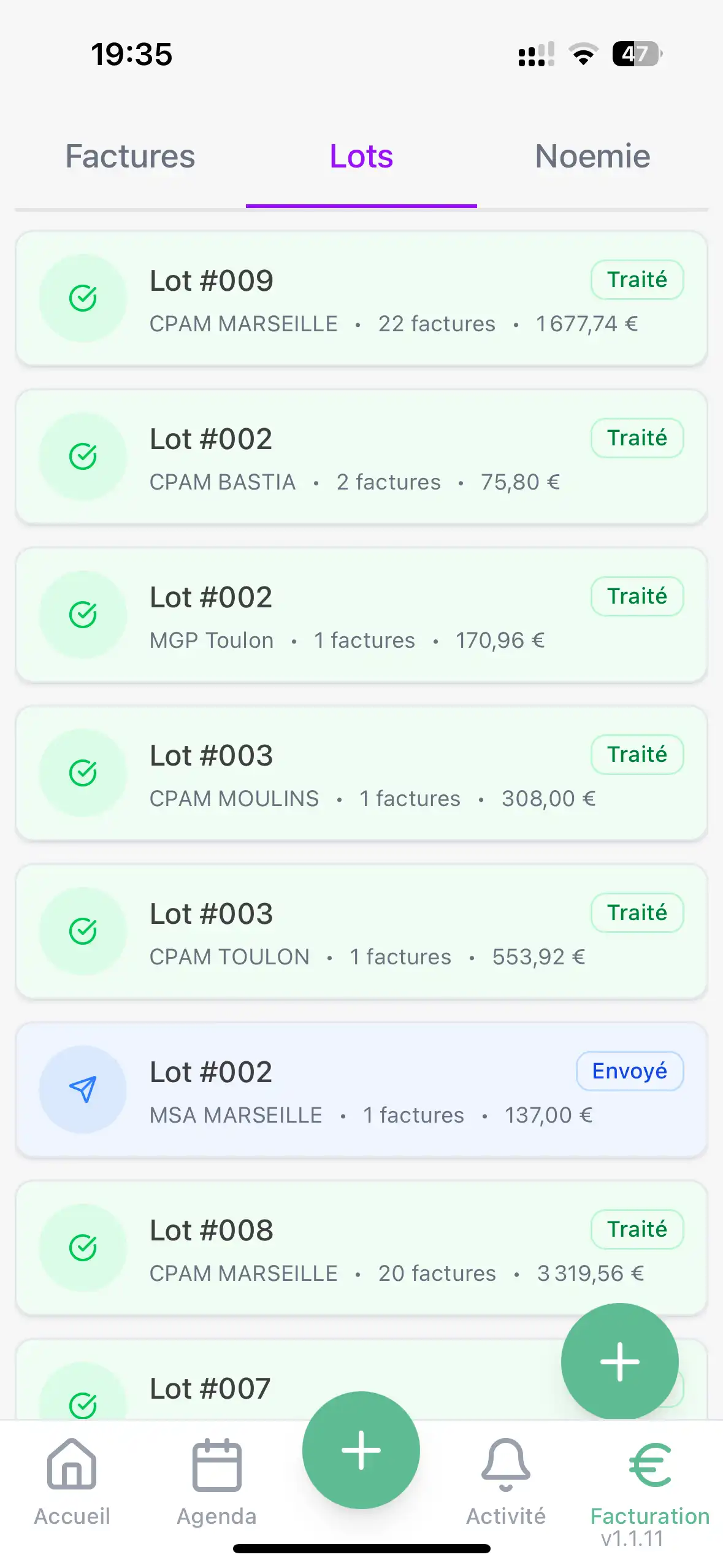 Gestion des lots CPAM